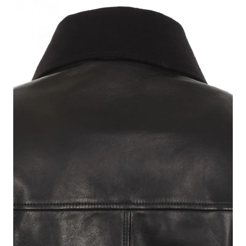Gucci Black leather bomber jacket