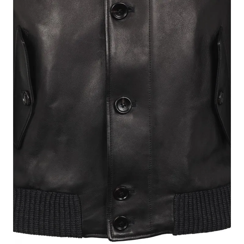 Gucci Black leather bomber jacket
