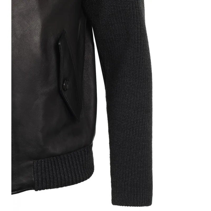 Gucci Black leather bomber jacket