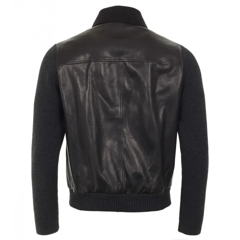 Gucci Black leather bomber jacket