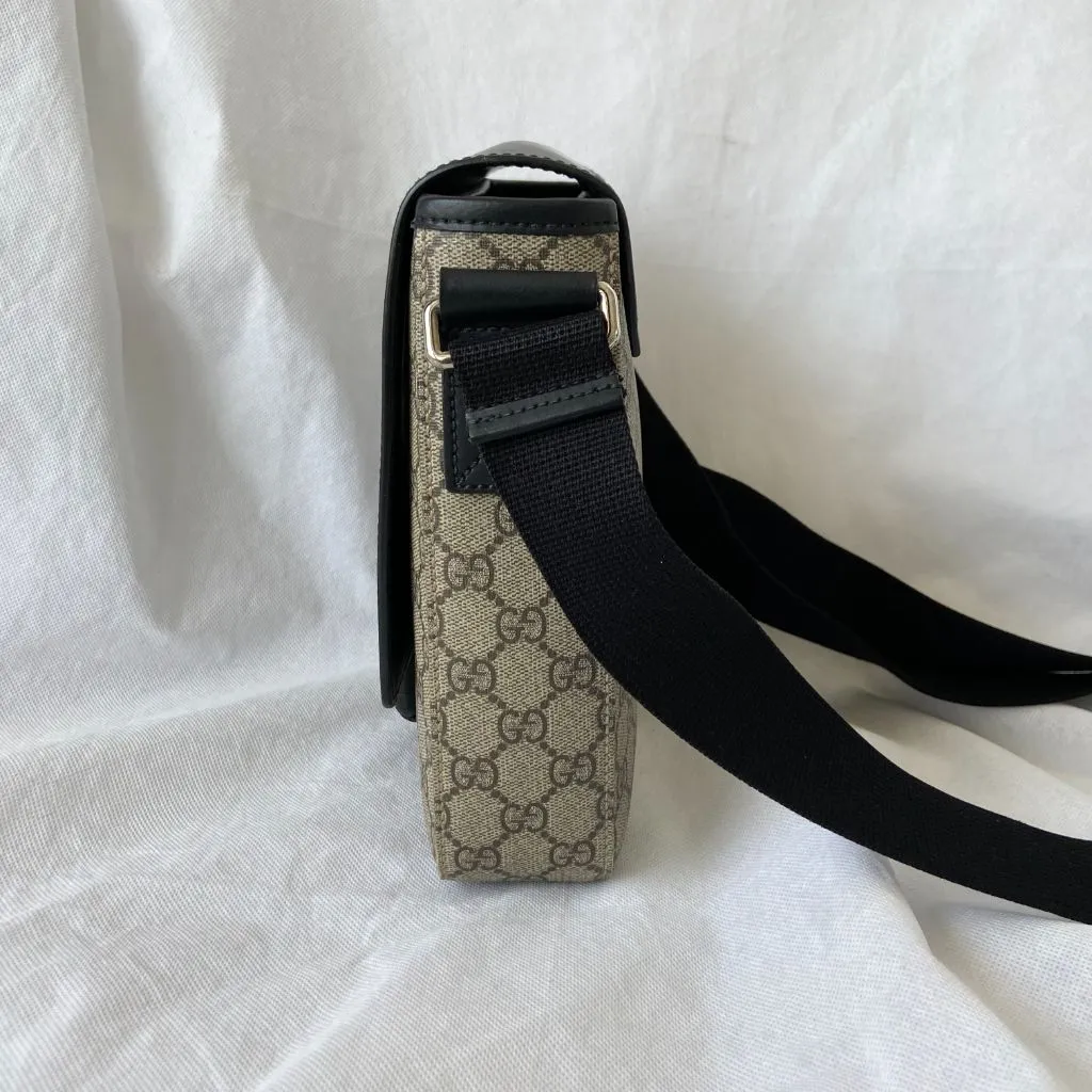 Gucci Buckle Flap Messenger Bag GG Coated Canvas with Leather