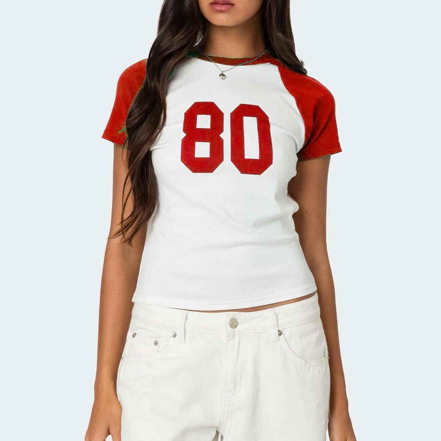 Jersey Crop Tops Y2k Short Sleeve Number Graphic Baby Tee Vintage Aesthetic Slim Fit Crewneck 00s Going Out T Shirts