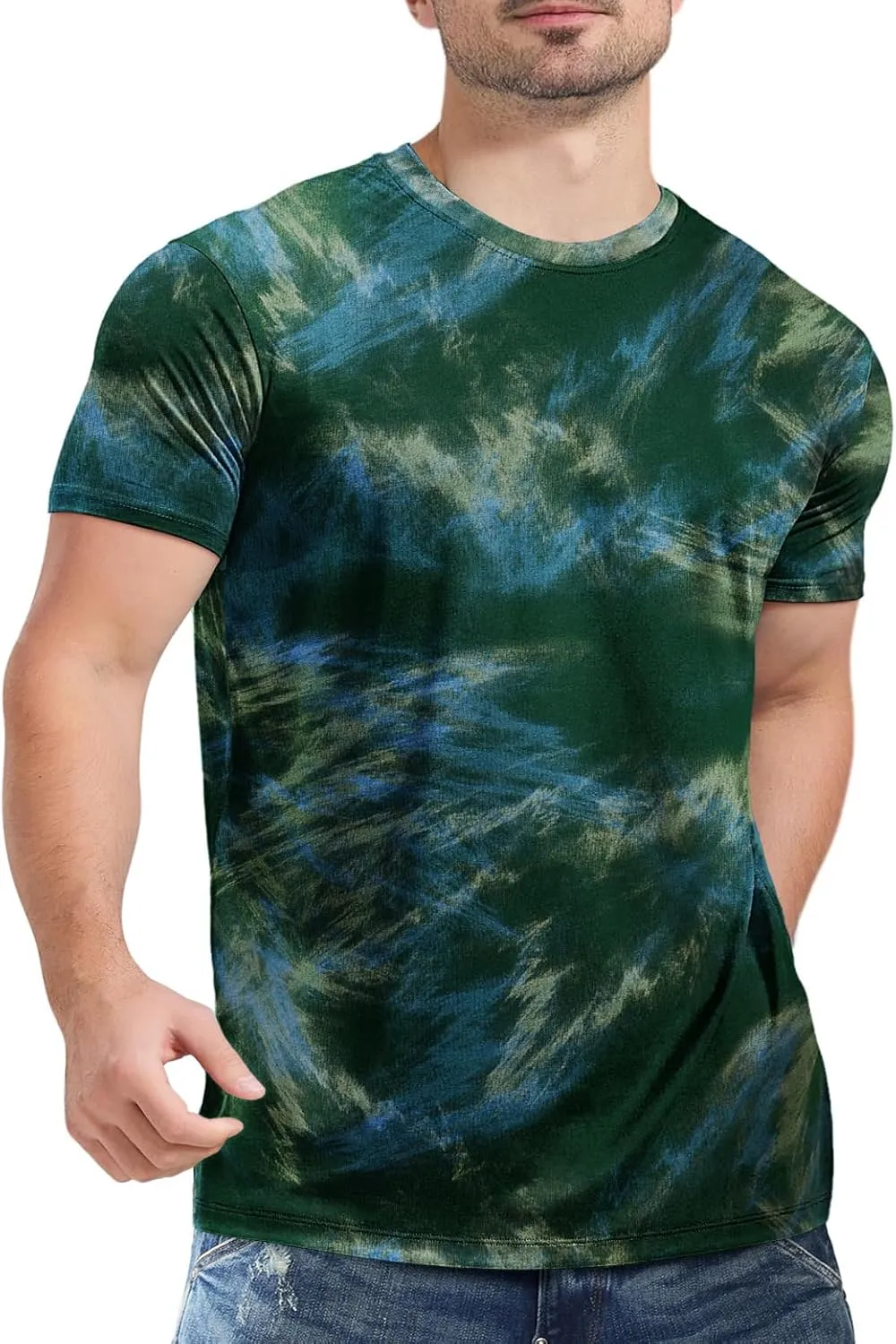 Keasmto Mens T-Shirts Casual Stylish Graphic Short Sleeve Hip Hop T Shirts Cotton Hipster Tees Tops Print Shirt