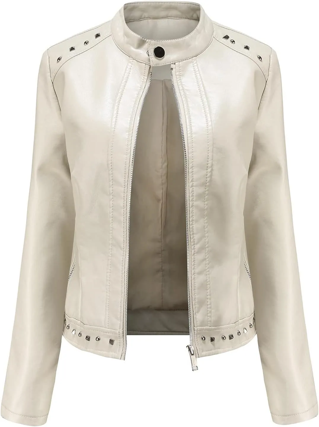 Leather Jacket for Women Fashion Faux Leather Motorcycle Jackets Plus Size Pu Leather Tops Lightweight Moto Biker Coat