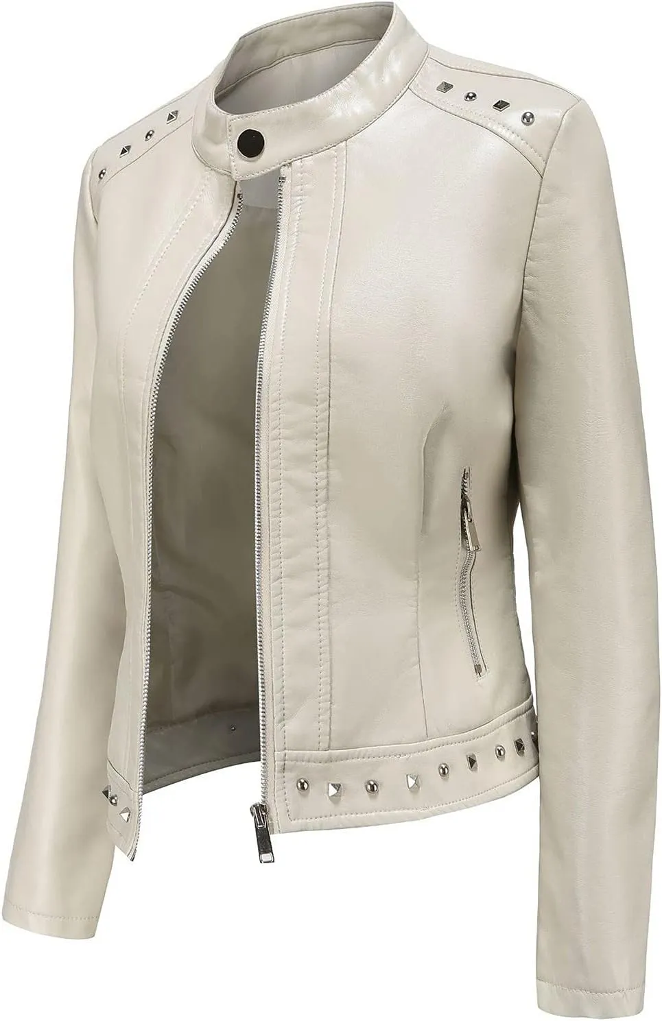 Leather Jacket for Women Fashion Faux Leather Motorcycle Jackets Plus Size Pu Leather Tops Lightweight Moto Biker Coat
