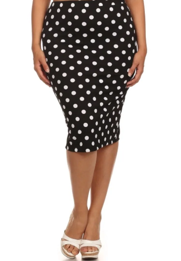 Leslie Polkadot Pencil Skirt- Plus Size