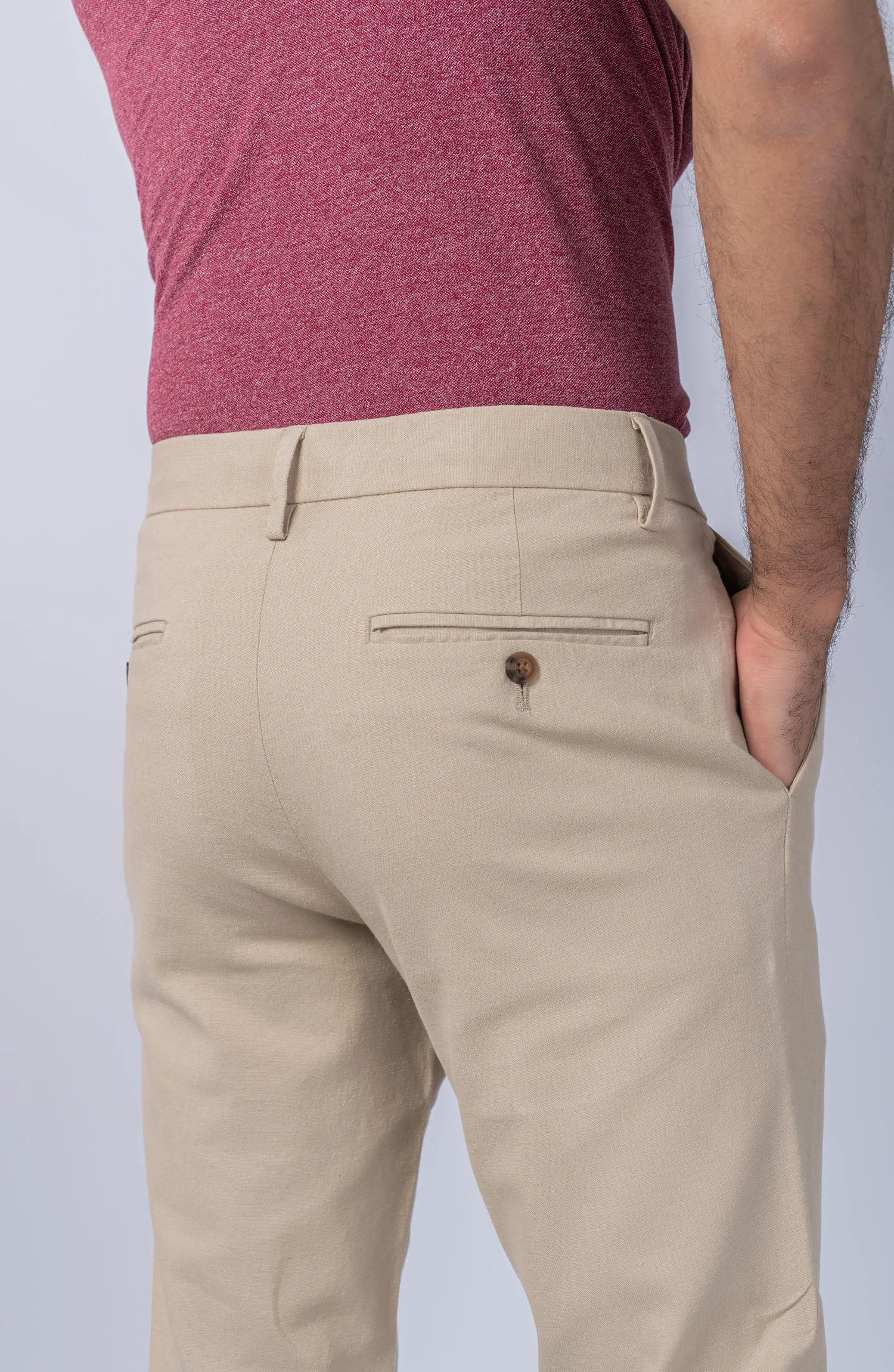 Linen Stretch Chino - Khaki