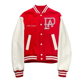 Louis Vuitton Mix Leather Varsity Blouson Jacket Bright Red