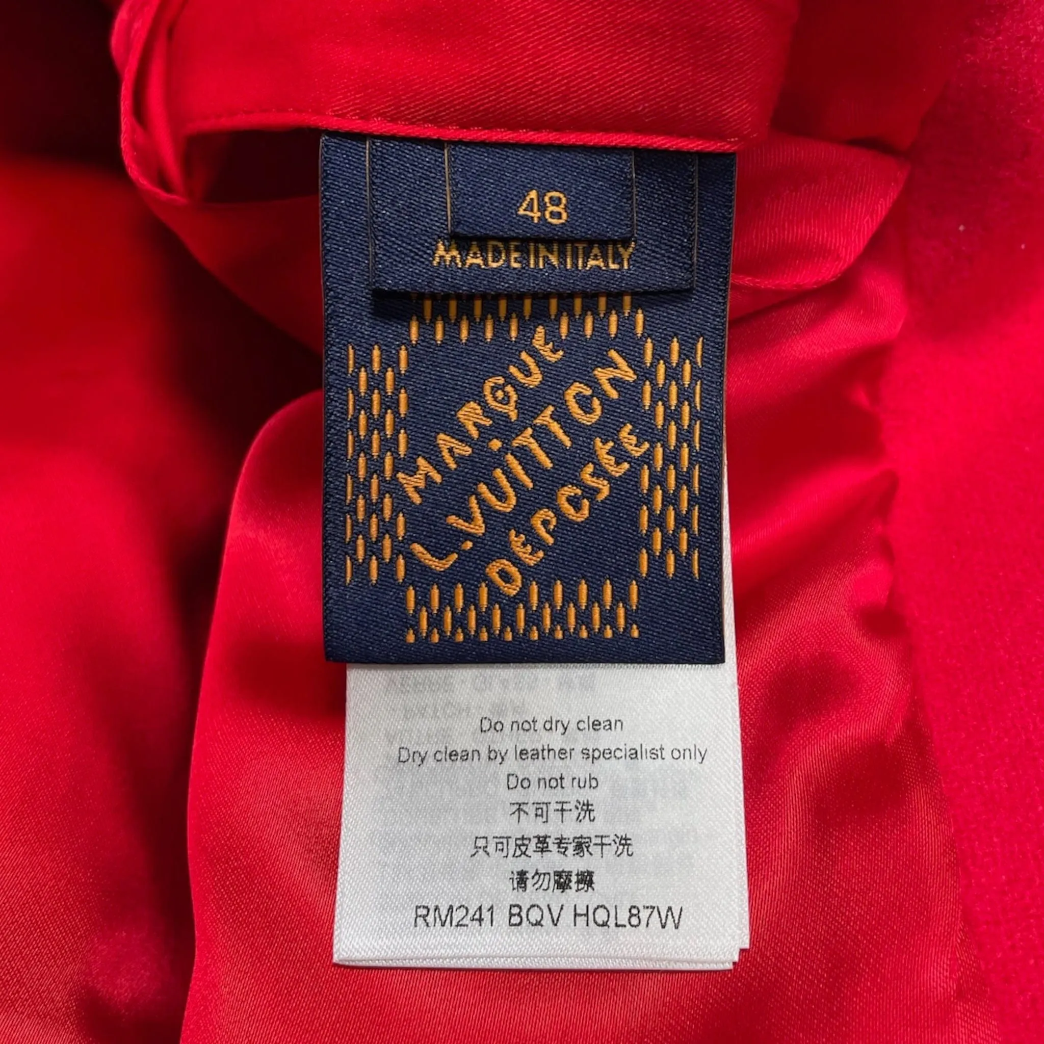 Louis Vuitton Mix Leather Varsity Blouson Jacket Bright Red