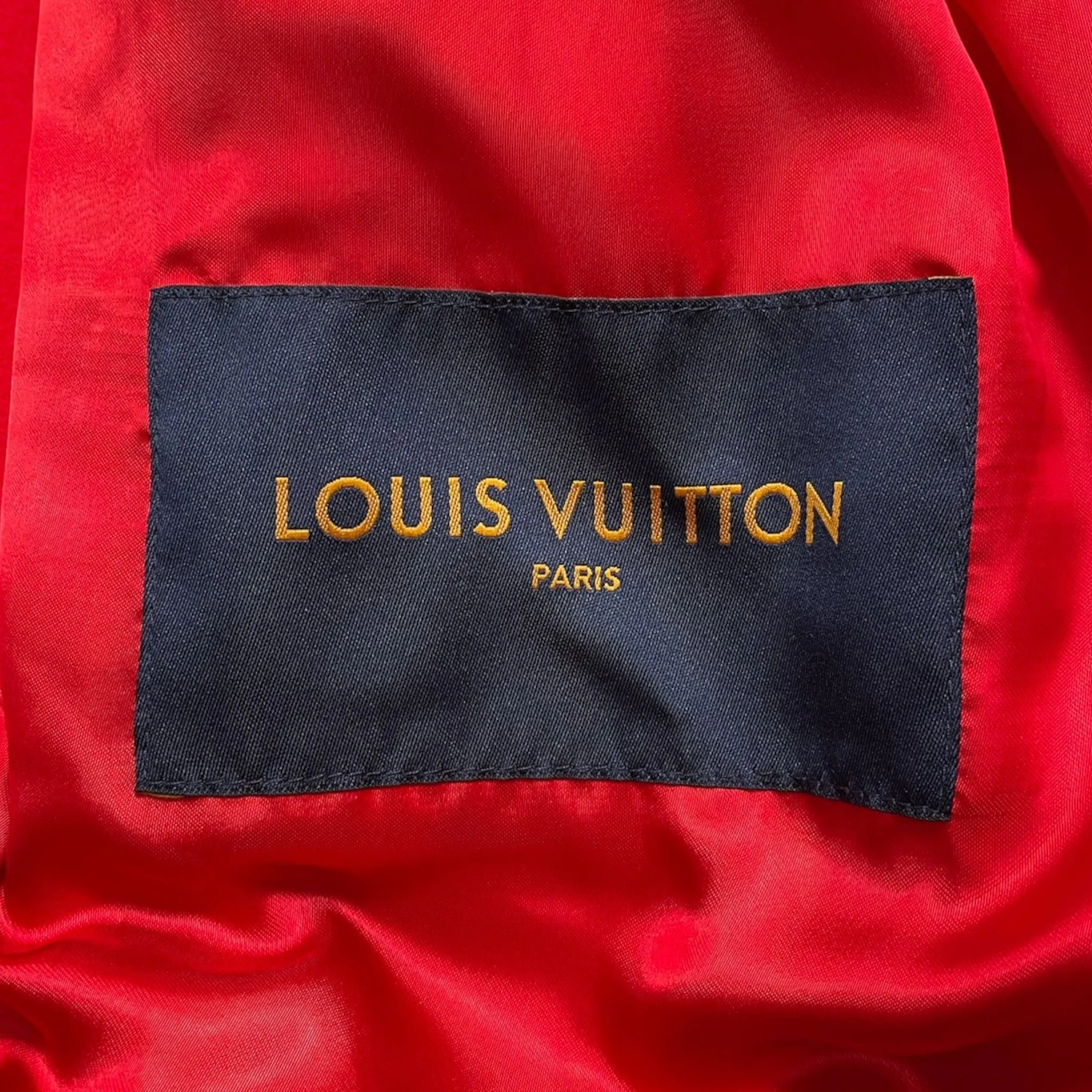 Louis Vuitton Mix Leather Varsity Blouson Jacket Bright Red