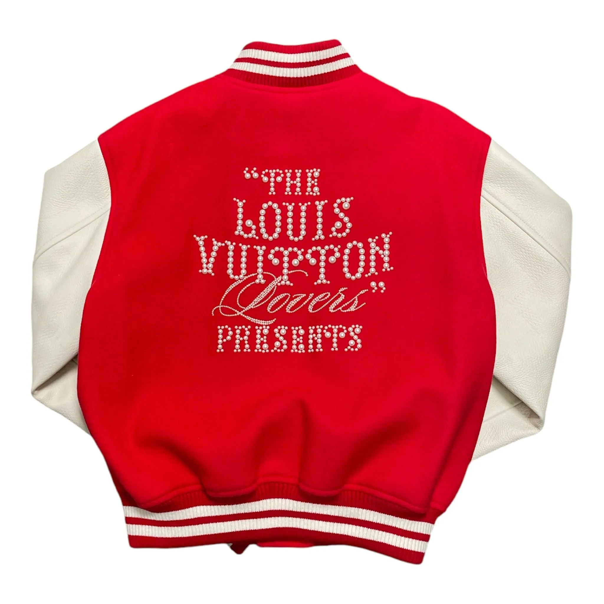 Louis Vuitton Mix Leather Varsity Blouson Jacket Bright Red
