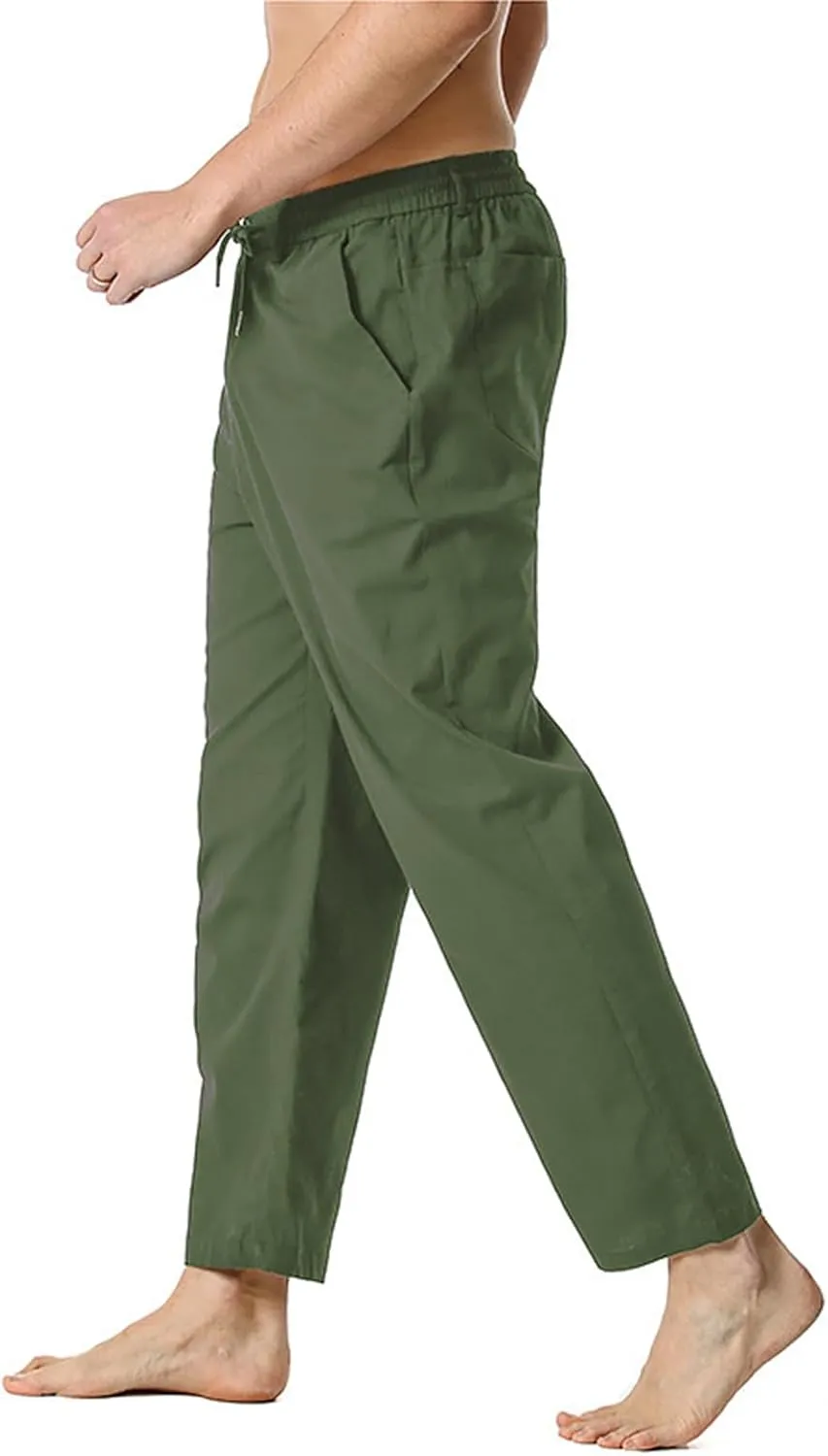 Mens Casual Drawstring Elastic Waist Straight Lightweight Comfy Joggers Sweatpants Beach Vacation Yoga Trousers Pants