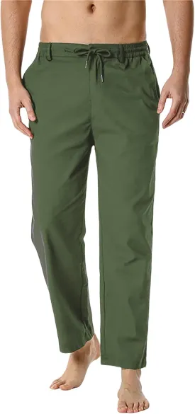 Mens Casual Drawstring Elastic Waist Straight Lightweight Comfy Joggers Sweatpants Beach Vacation Yoga Trousers Pants