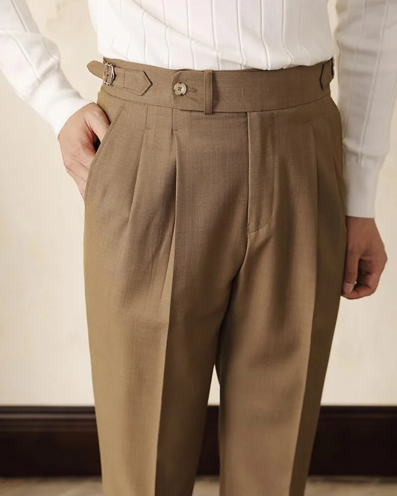 Men's Classic-Fit Business Pants Dress Suit Pants-Pleated Casual Trousers