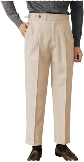 Men's Classic-Fit Business Pants Dress Suit Pants-Pleated Casual Trousers
