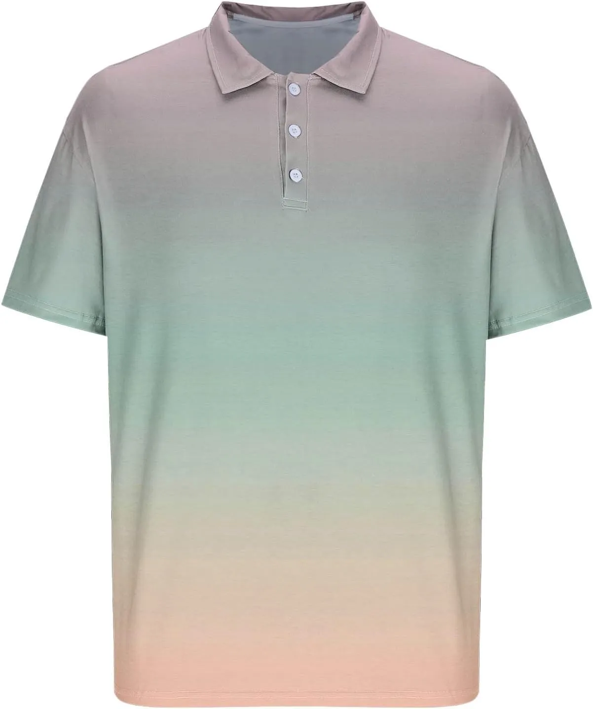 Mens Oversized Gradient Polo Shirt Big and Tall Casual Summer Golf Tennis Shirts Trendy Beach Travel Short Sleeve Top