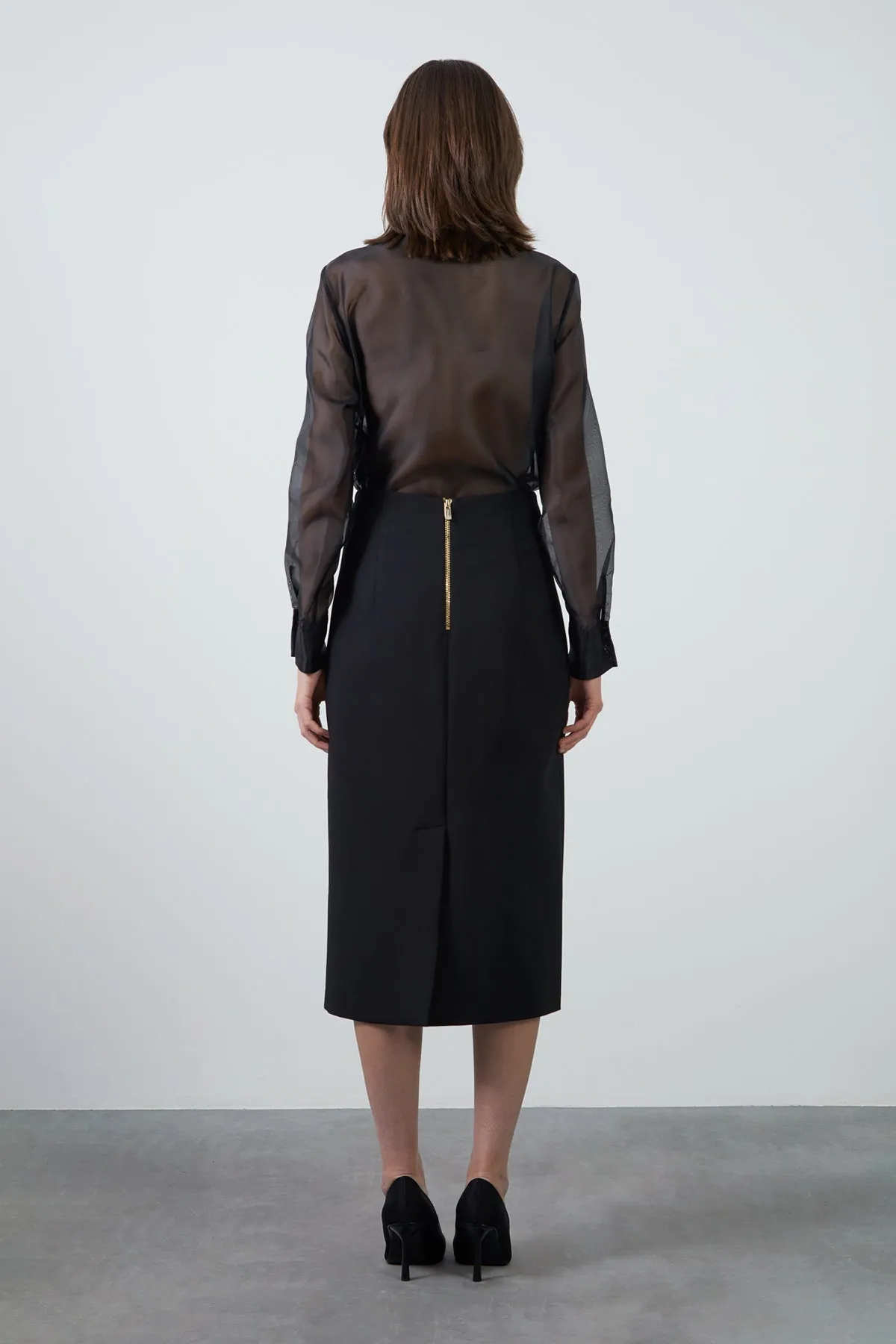 Midi Straight Form Black Skirt