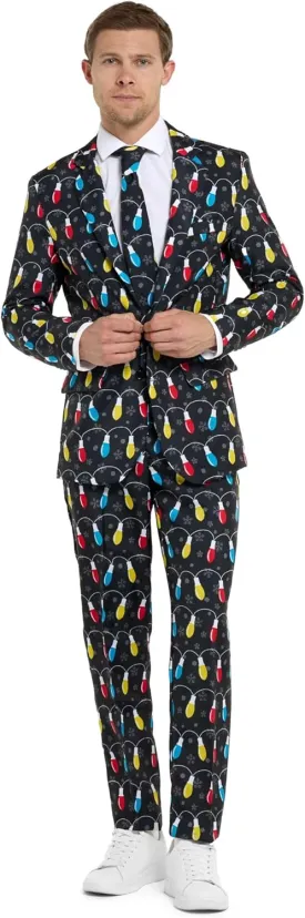 Offstream Men's Party Costumes - Christmas Theme Party Suits - Slim Fit - Includes Matching Blazer Jacket, Pants & Tie