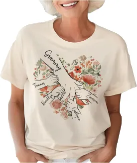 Personalized Grandma Shirt with Kid's Name, Custom Mom Shirt for Mother's Day, Women Gift Shirt for Nana Mimi Gigi Mama