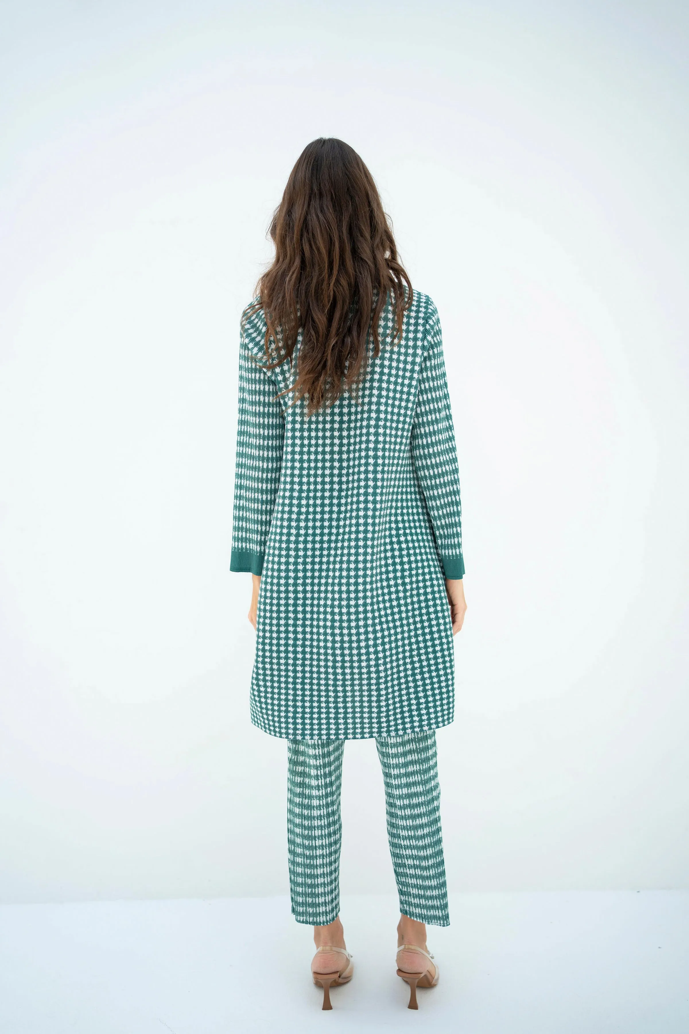 Pleated Oia Sea Green Set With Capri Pants