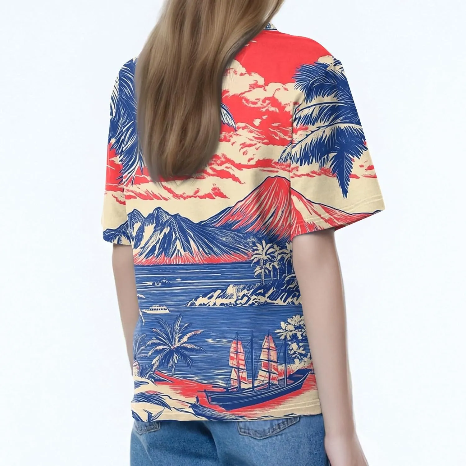 Polo Shirts for Women Hawaiian Short Sleeve Summer Tops Oversized Side Slit Collared Casual Golf Outfits