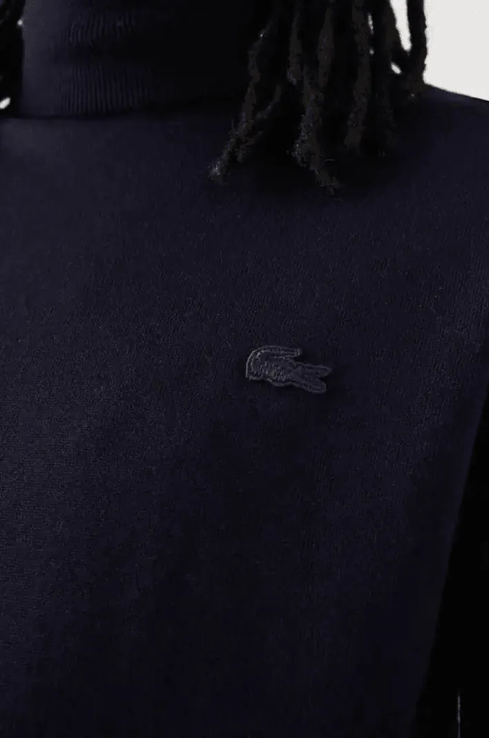 Pull col roulé Lacoste marine en laine