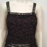 Rare! Chanel Vintage 98A Fall Logo Black Lace Tank top Blouse Camisole Skirt Set FR 38 US 4