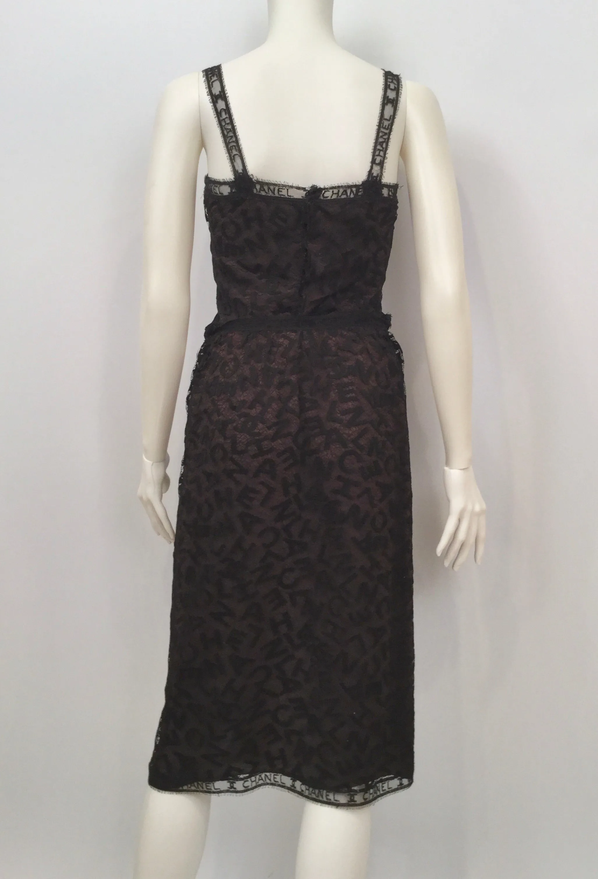 Rare! Chanel Vintage 98A Fall Logo Black Lace Tank top Blouse Camisole Skirt Set FR 38 US 4