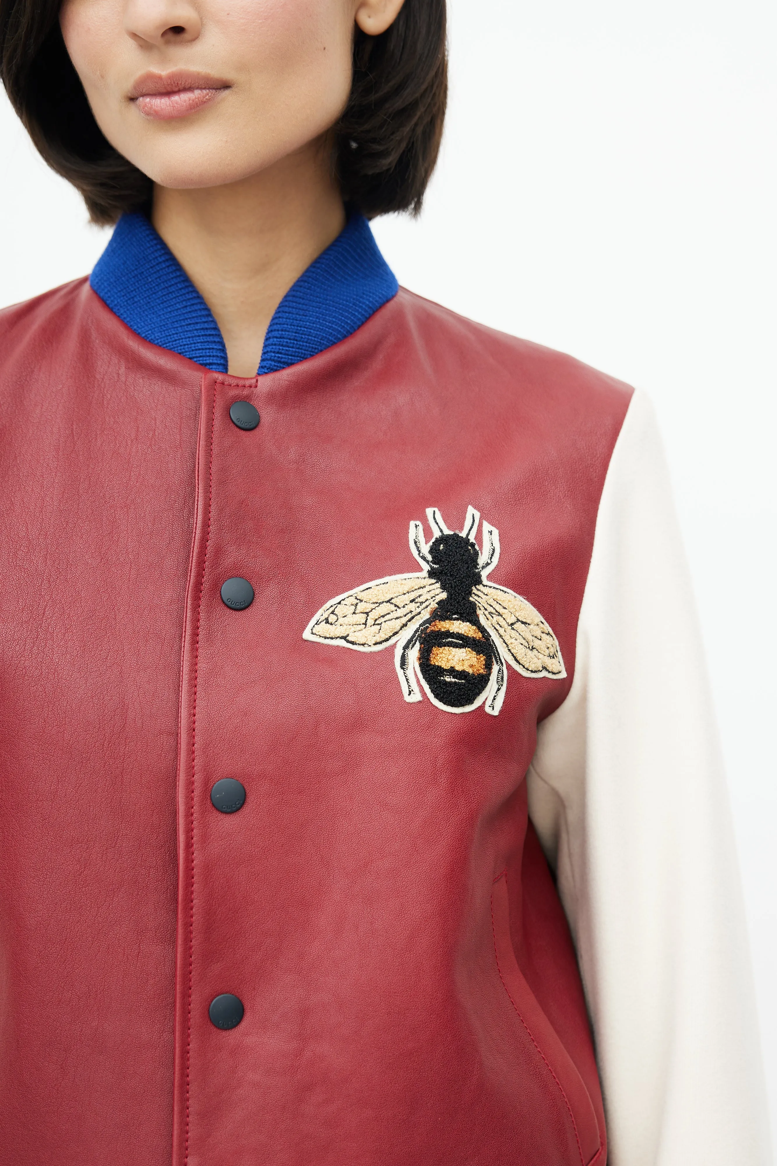 Red & Multi Blind For Love Varsity Jacket