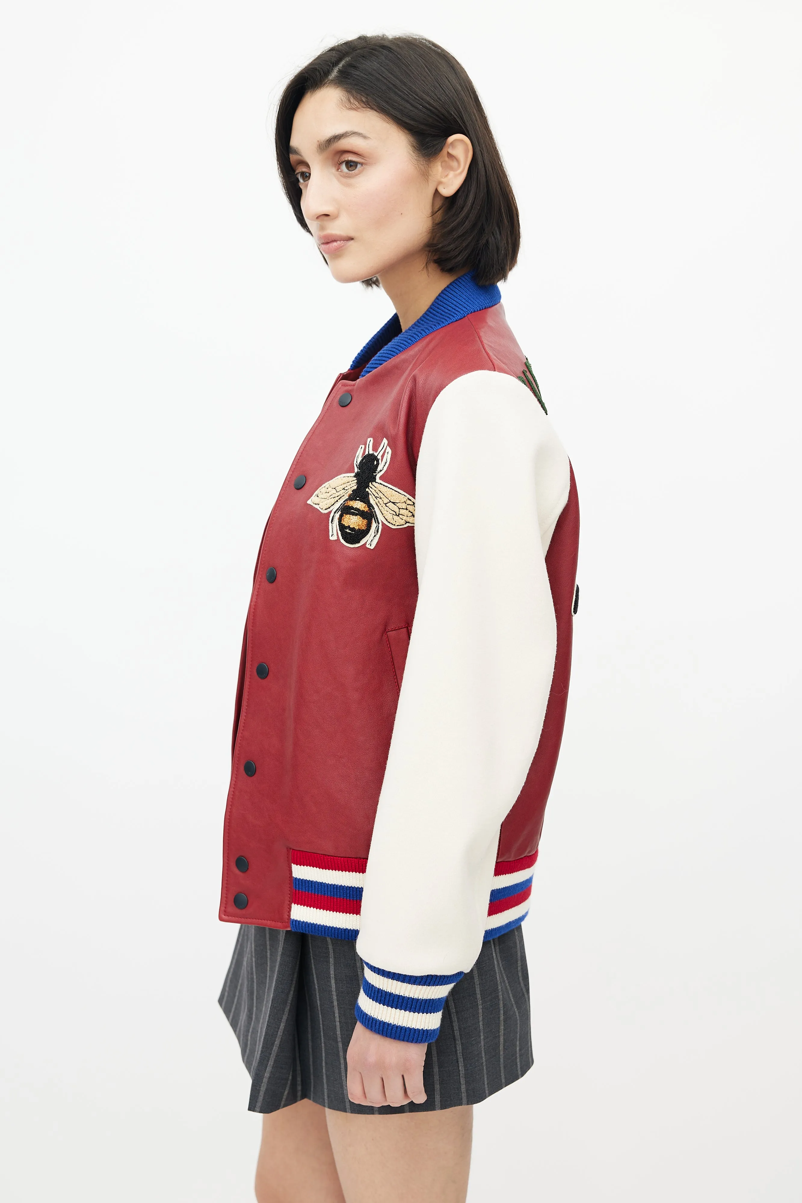 Red & Multi Blind For Love Varsity Jacket
