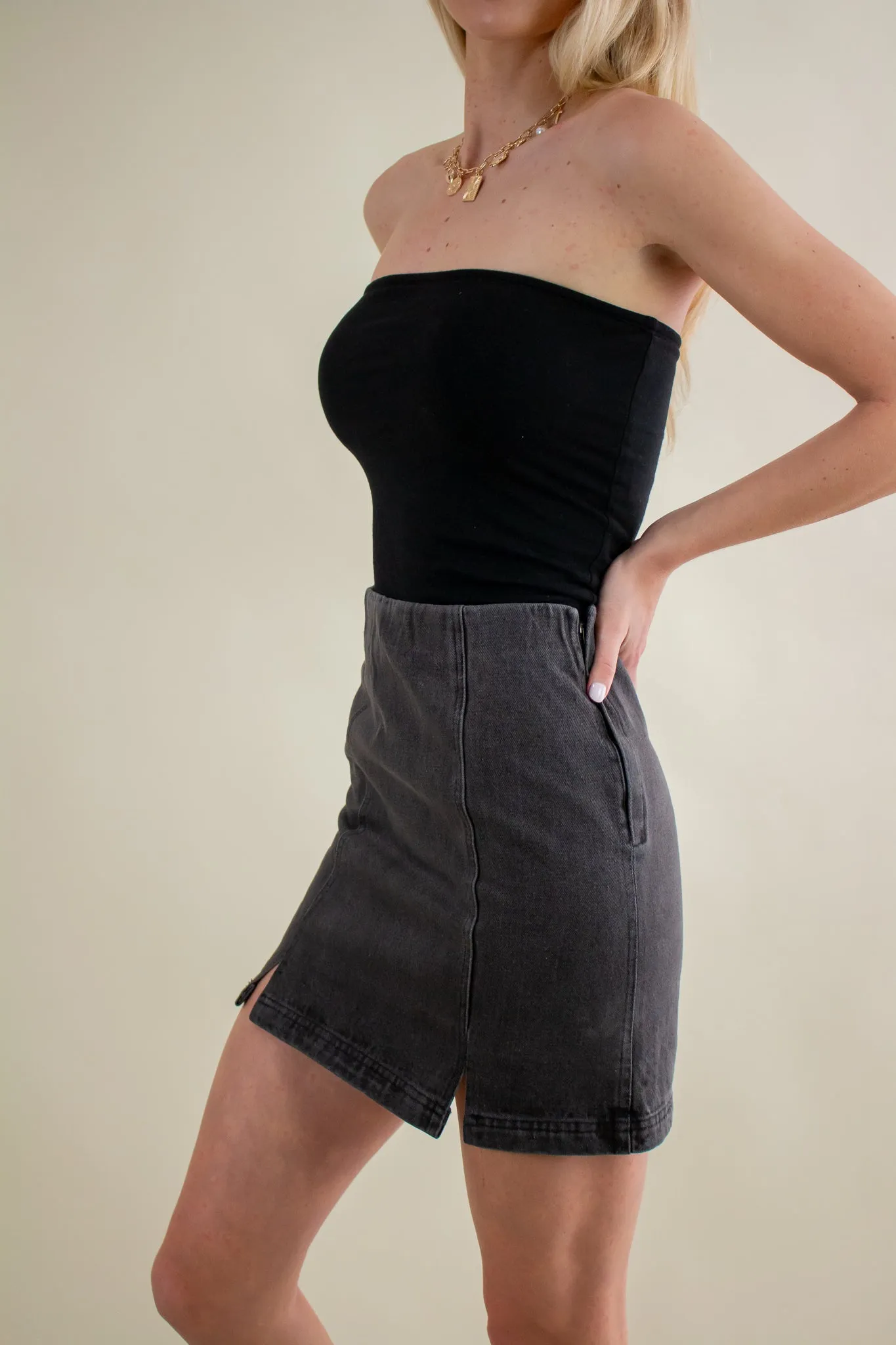 Sammy Denim Mini Skirt Black
