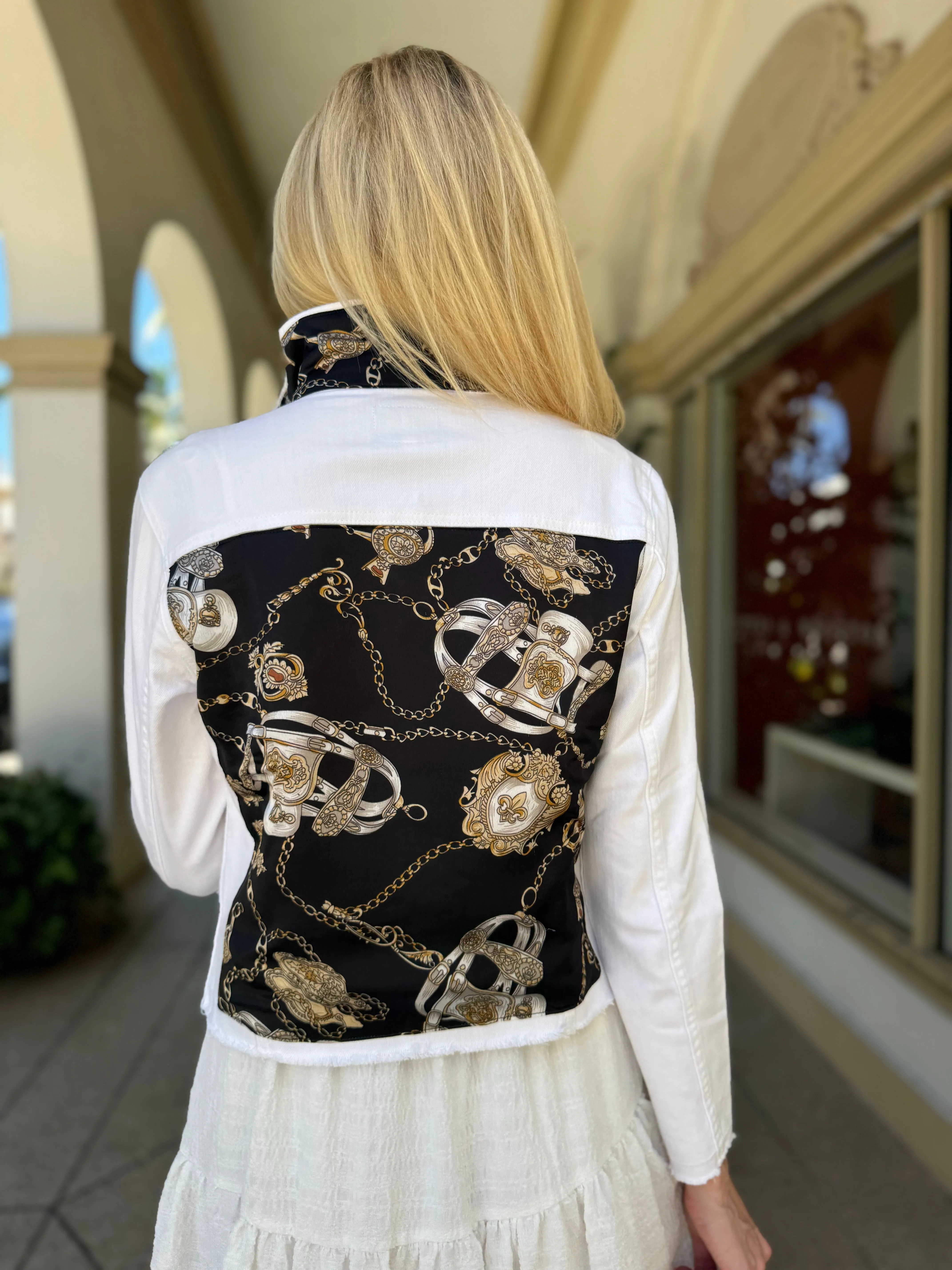 The White Denim Jacket / Black Stirrup