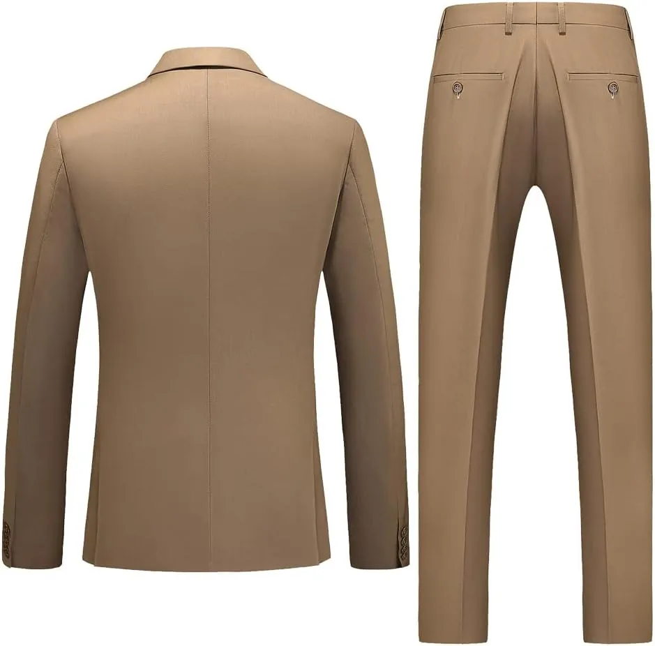 UNINUKOO Mens Suits 2 Piece Double Breasted Tuxedo Suit Slim Fit Wedding Party Dress Formal Suits for Men