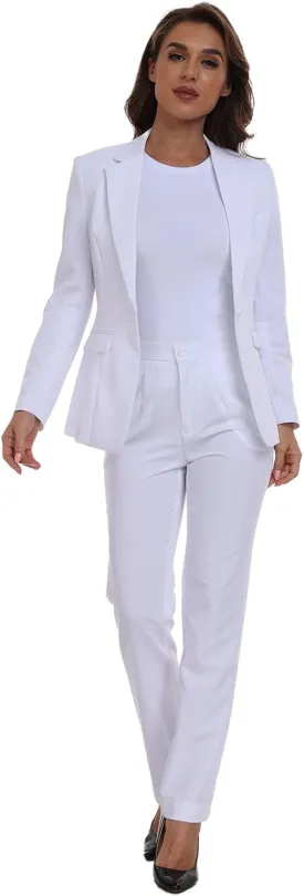 Women Classic Suits 2 Piece Bussiness Professional Work Outfits Office Attire Slim Fit Dressy Blazer Jacket Pants Suit Sets