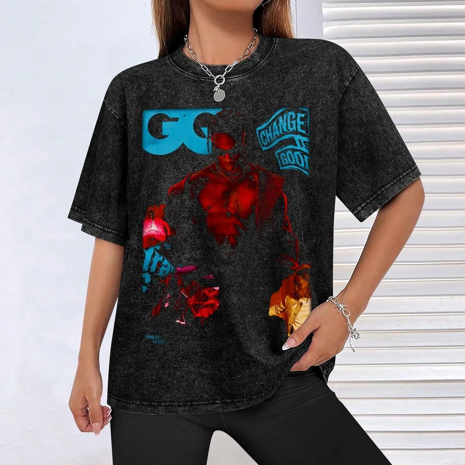 Women Crew Neck Short Sleeve Vintage T-Shirt