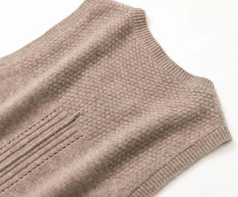 Women's Argyle Plaid Sleeveless Wool Knitted Sweater Vest Crew Neck Knitwear Knit Tops