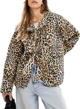 Women's Cropped Quilted Jacket Tie Front Lightweight Padded Puffer Cardigan Coat Outwear