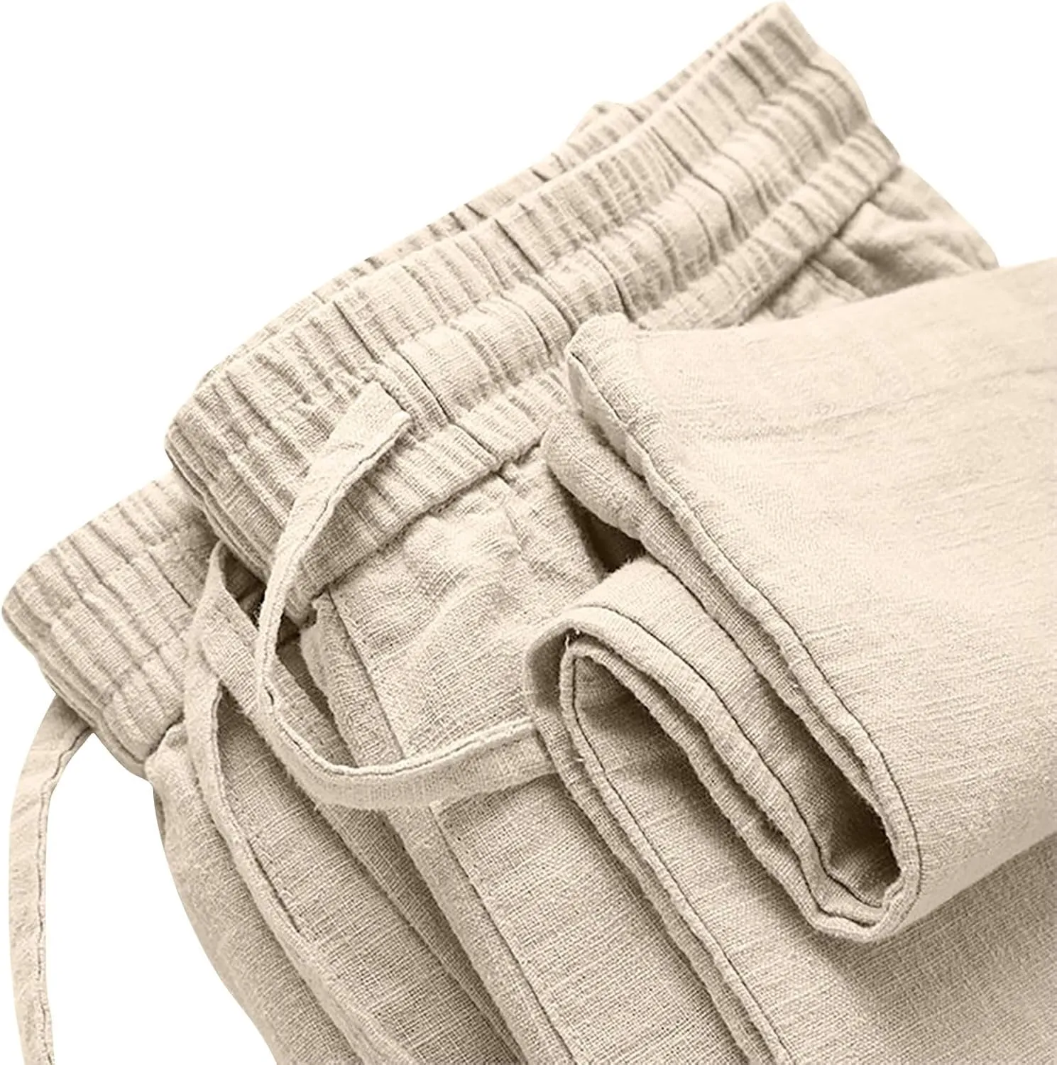 Womens Drawstring Waist Cotton Linen Pants 2025 Casual Trousers with Pockets for Relaxed Fit and Everyday Wear