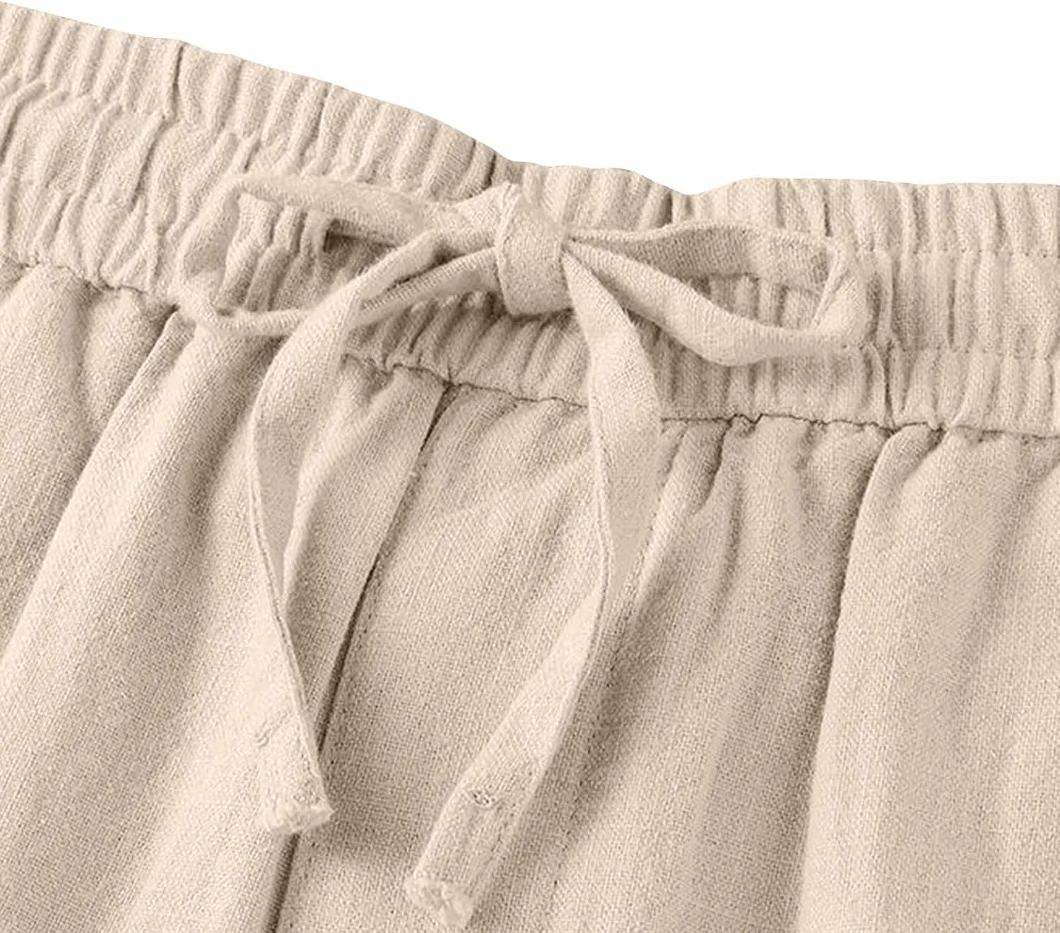 Womens Drawstring Waist Cotton Linen Pants 2025 Casual Trousers with Pockets for Relaxed Fit and Everyday Wear