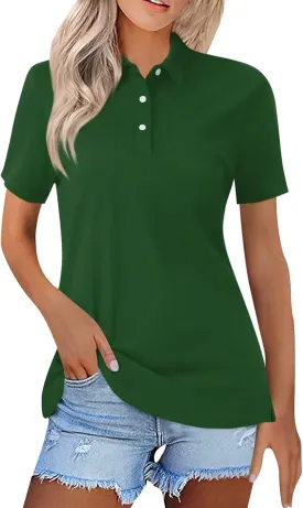 Womens Golf Collared Polo Shirts Lightweight Breathable Workout Tops Summer Quick Dry Short Sleeve Business Casual Tops