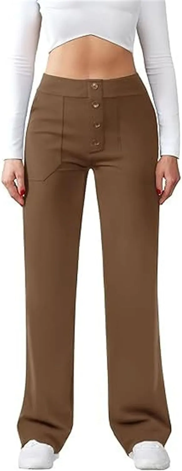 Womens Pants Dressy Casual Womens Work Pants Business Casual Women High Waist Straight Leg Pant