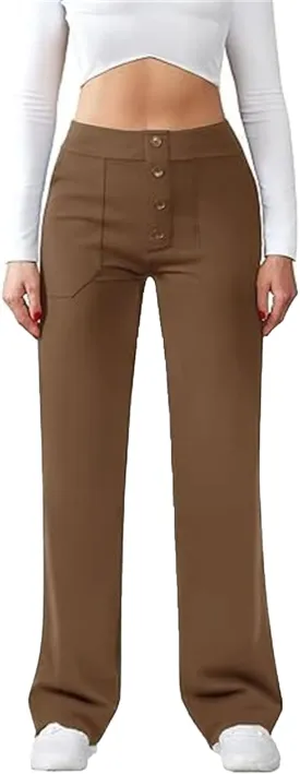 Womens Pants Dressy Casual Womens Work Pants Business Casual Women High Waist Straight Leg Pant