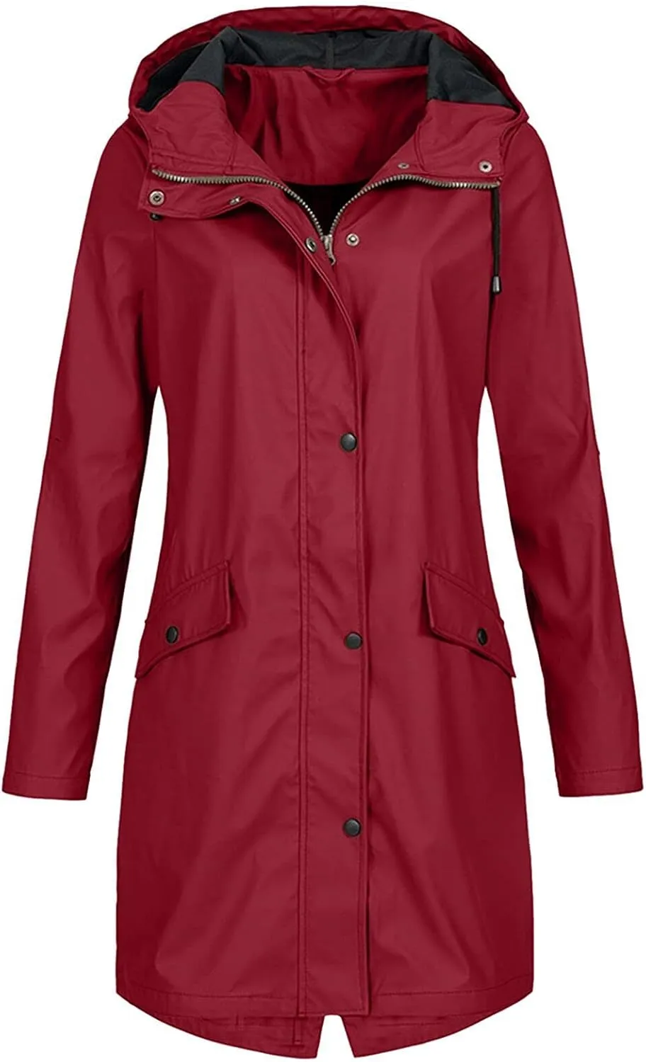 Womens Rain Jacket Waterproof Outdoor Rain Coats Lightweight Active Raincoat Windbreaker Long Hooded Trench Coat