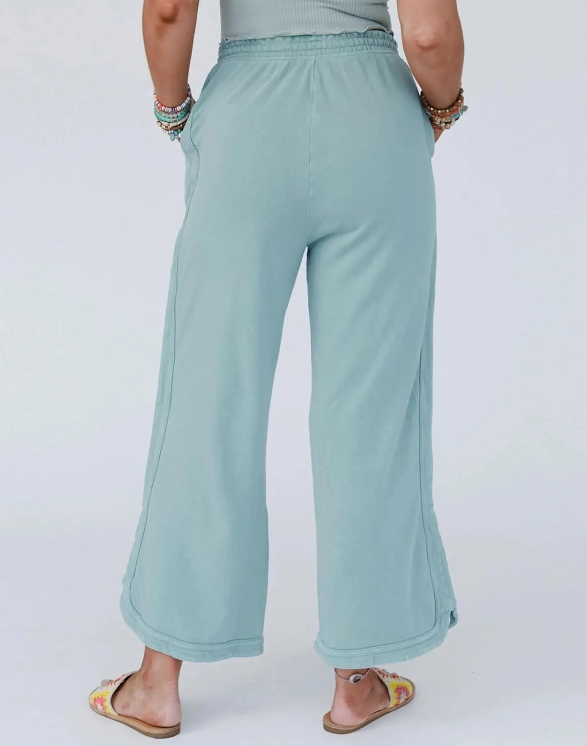 Womens Wide Leg Pants Casual High Waisted Palazzo Pants Lightweight Summer Flowy Beach Pants with Pockets